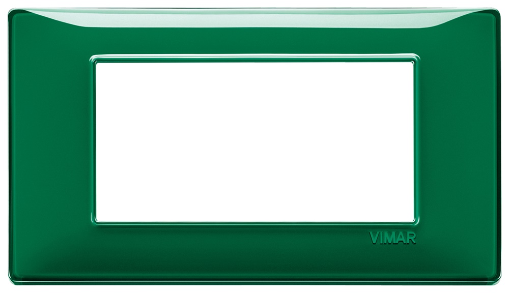 Placca 4 moduli tecnopolimero Reflex smeraldo per impianti elettrici