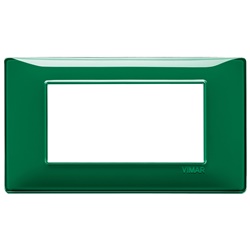 Placca 4 moduli tecnopolimero Reflex smeraldo per impianti elettrici