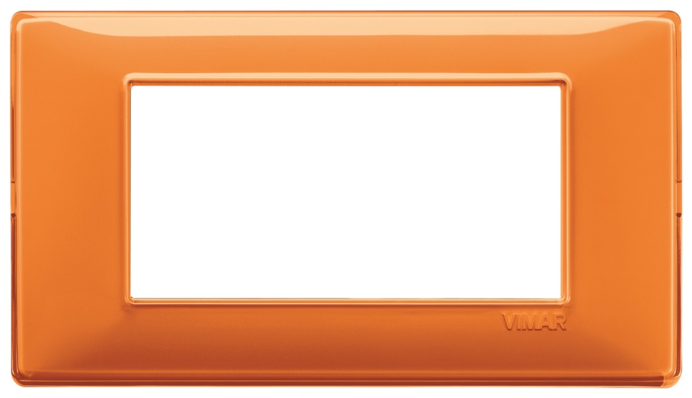 Placca 4 moduli tecnopolimero Reflex arancio per impianti elettrici