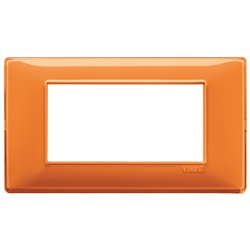 Placca 4 moduli tecnopolimero Reflex arancio per impianti elettrici