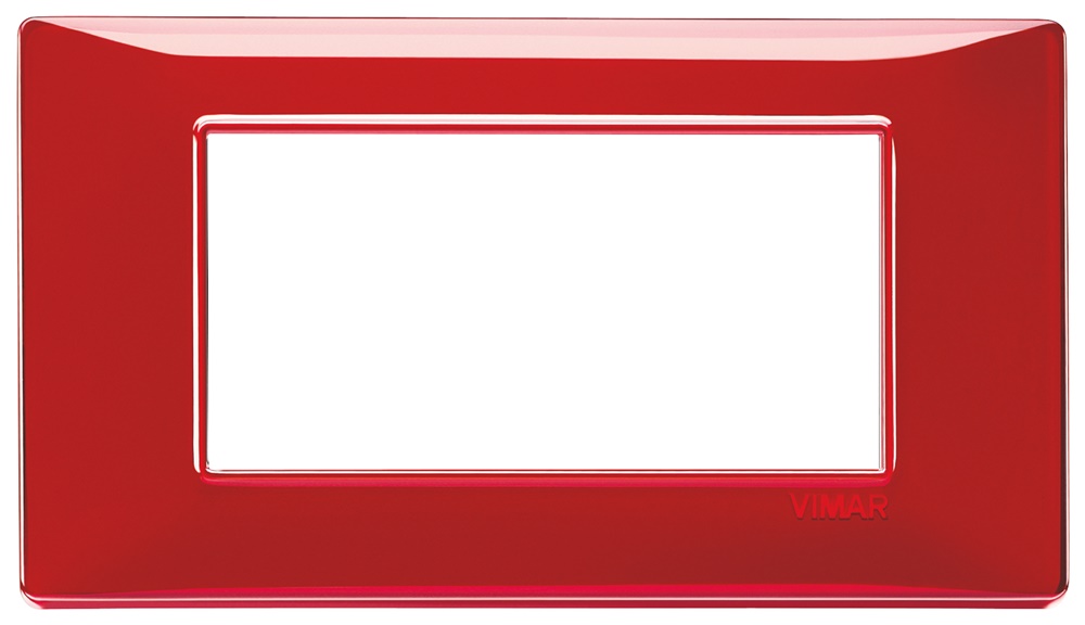 Placca 4 moduli tecnopolimero colore rubino per installazioni elettriche