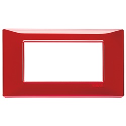 Placca 4 moduli tecnopolimero colore rubino per installazioni elettriche