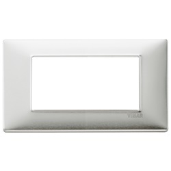 Placca 4 moduli alluminio spazzolato Plana 