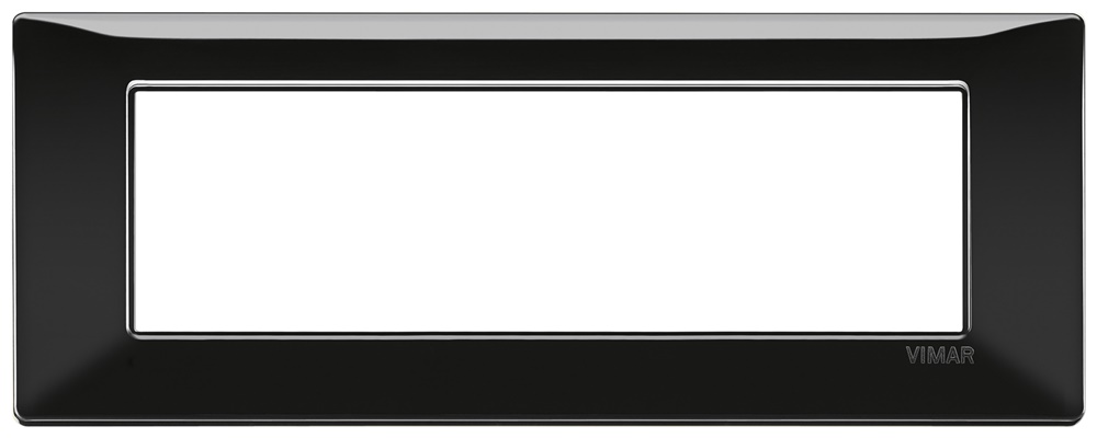 Placca 7 moduli tecnopolimero nero per installazioni elettriche