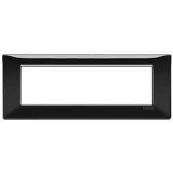 Placca 7 moduli tecnopolimero nero per installazioni elettriche