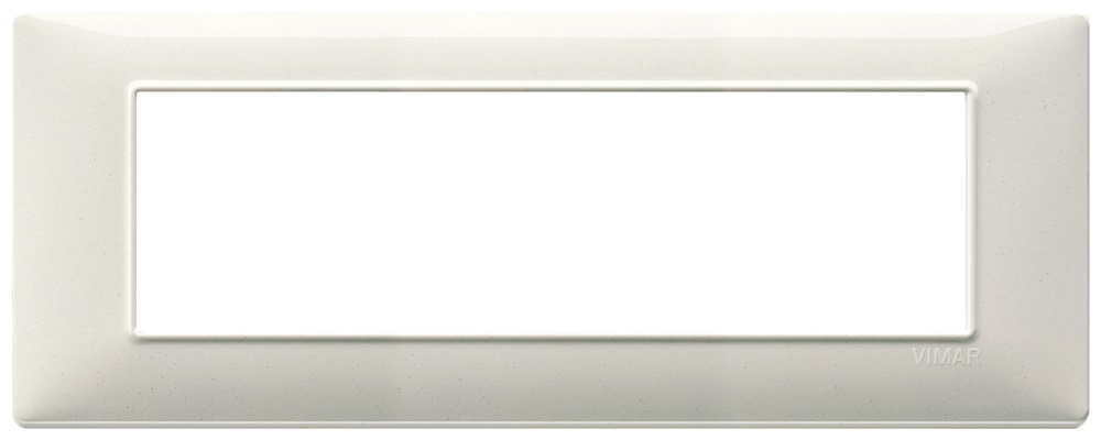 Placca 7 moduli tecnopolimero bianco granito per impianti elettrici