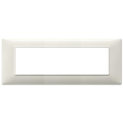 Placca 7 moduli tecnopolimero bianco granito per impianti elettrici