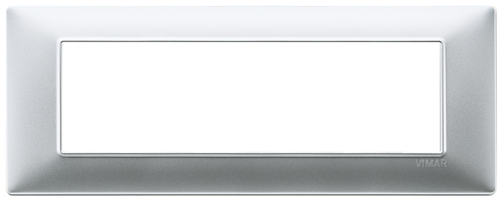 Placca 7 moduli tecnopolimero argento opaco per impianti elettrici