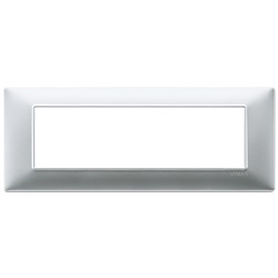 Placca 7 moduli tecnopolimero argento opaco per impianti elettrici