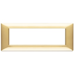 Placca 7 moduli tecnopolimero oro lucido per installazioni elettriche