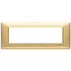 Placca 7 moduli tecnopolimero oro opaco per impianti elettrici