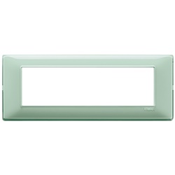 Placca 7 moduli tecnopolimero Reflex colore menta per impianti elettrici