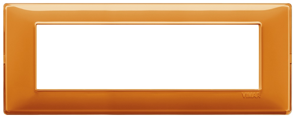 Placca 7 moduli tecnopolimero Reflex arancio per installazioni elettriche