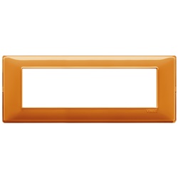 Placca 7 moduli tecnopolimero Reflex arancio per installazioni elettriche