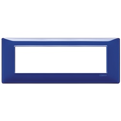 Placca 7 moduli tecnopolimero Reflex zaffiro per installazioni elettriche
