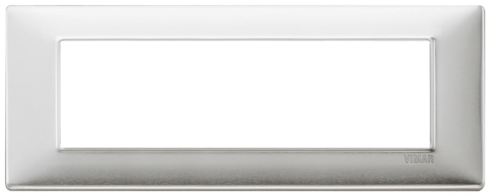Placca 7 moduli alluminio spazzolato metallo per installazioni elettriche