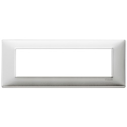Placca 7 moduli alluminio spazzolato metallo per installazioni elettriche