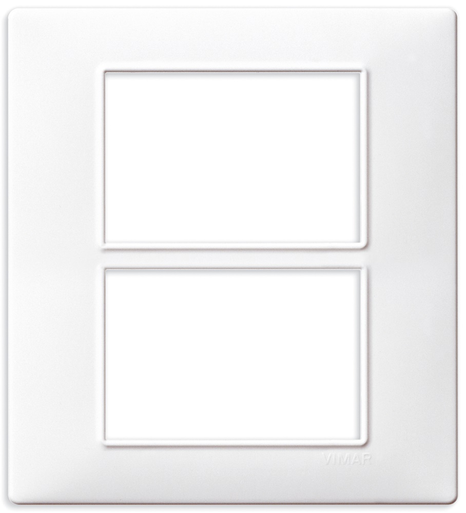 Placca 6 moduli (3+3) tecnopolimero bianco per installazioni elettriche