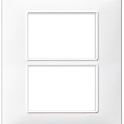 Placca 6 moduli (3+3) tecnopolimero bianco per installazioni elettriche