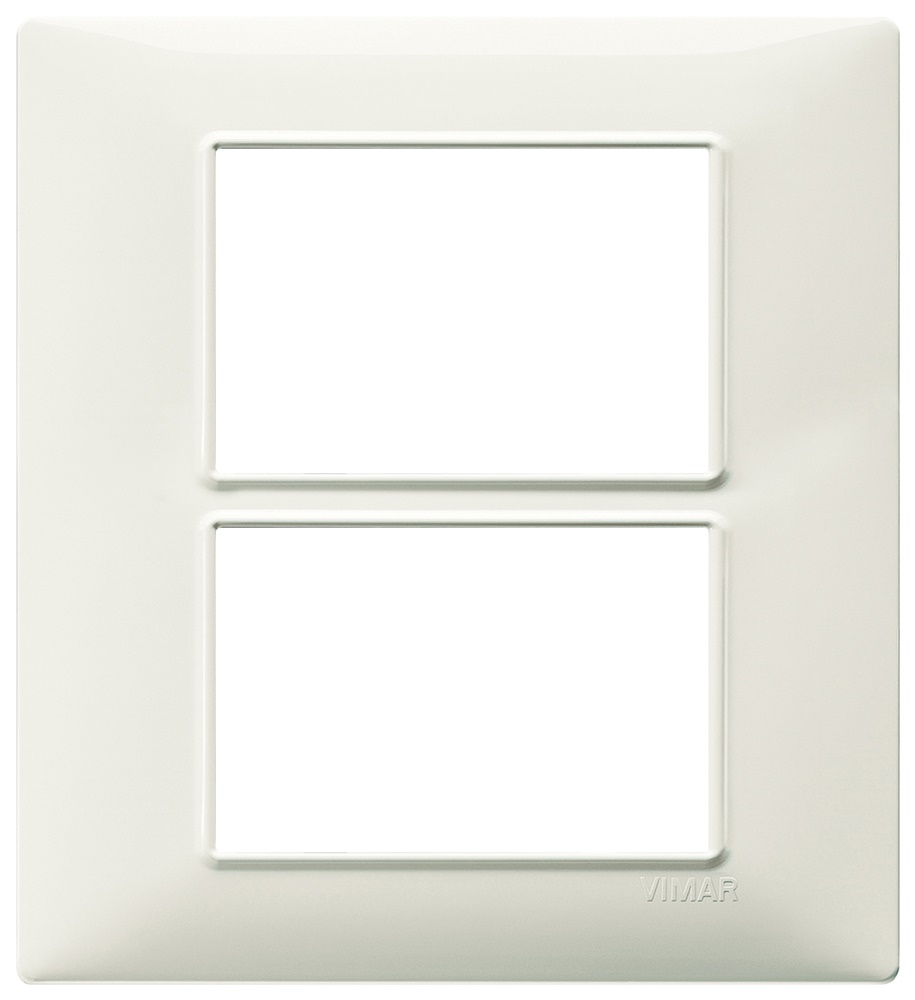 Placca 6 moduli (3+3) tecnopolimero avorio per installazioni elettriche