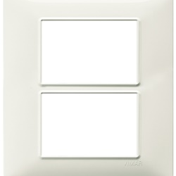Placca 6 moduli (3+3) tecnopolimero avorio per installazioni elettriche