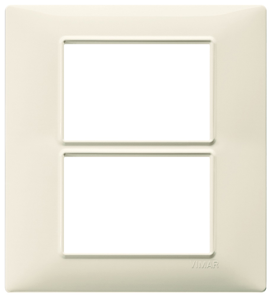 Placca 6 moduli (3+3) beige in tecnopolimero per installazioni elettriche