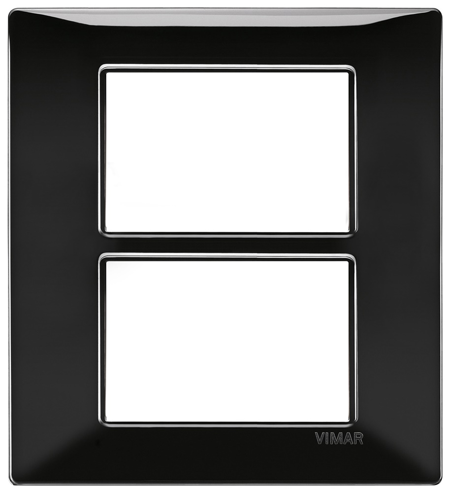 Placca 6 moduli (3+3) tecnopolimero nero per installazioni elettriche