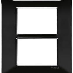Placca 6 moduli (3+3) tecnopolimero nero per installazioni elettriche