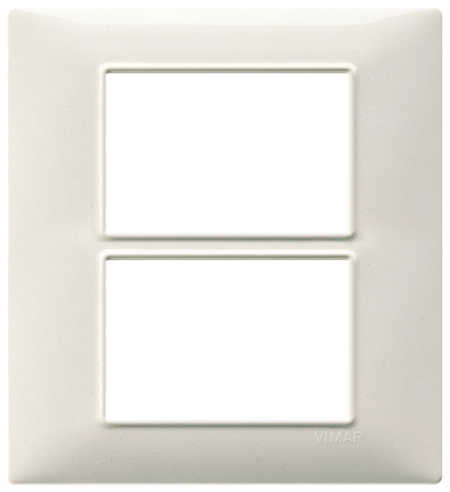 Placca 6 moduli (3+3) tecnopolimero bianco granito per installazioni elettriche