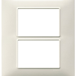 Placca 6 moduli (3+3) tecnopolimero bianco granito per installazioni elettriche