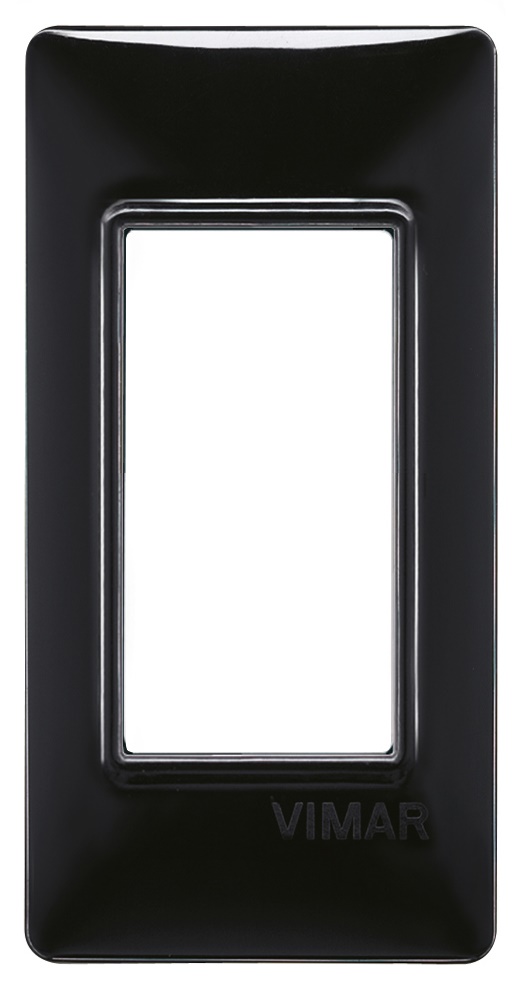 Placca 1 modulo tecnopolimero nero per pannelli elettrici