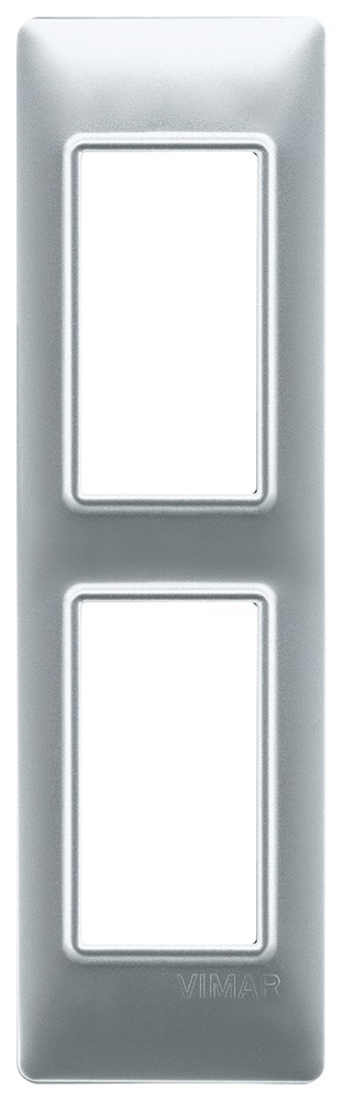 Placca 2 moduli tecnopolimero argento opaco per pannelli elettrici