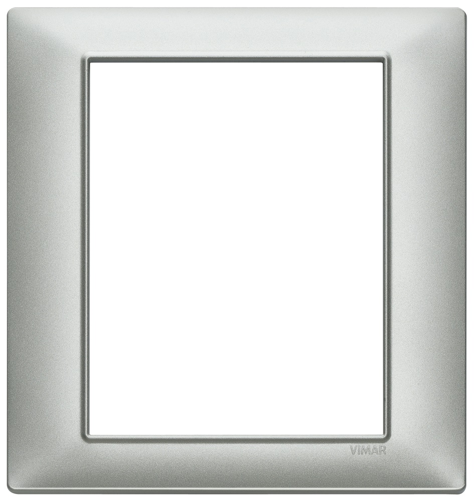 Placca 8 moduli argento opaco tecnopolimero per installazioni elettriche