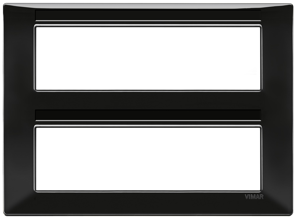 Placca 14 moduli nero tecnopolimero per installazioni elettriche