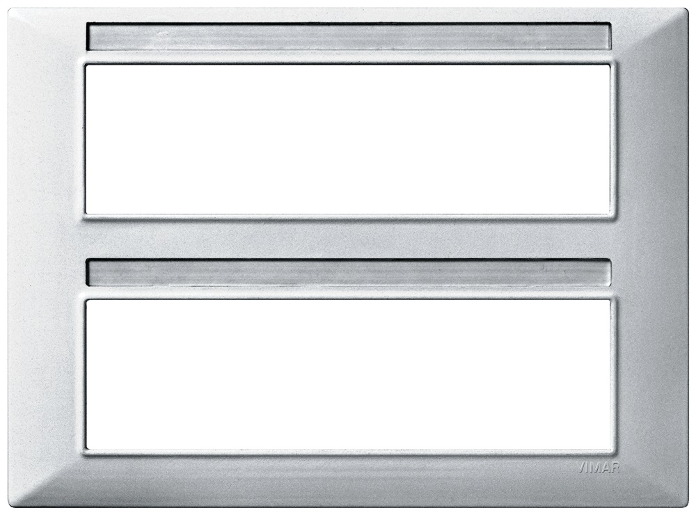 Placca 14 moduli tecnopolimero argento opaco per impianti elettrici