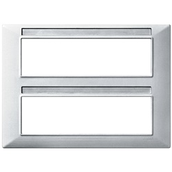 Placca 14 moduli tecnopolimero argento opaco per impianti elettrici