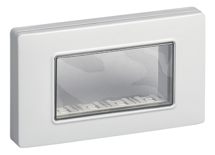 Calotta IP55 4 moduli grigio RAL 7035 con viti per scatole da incasso parete