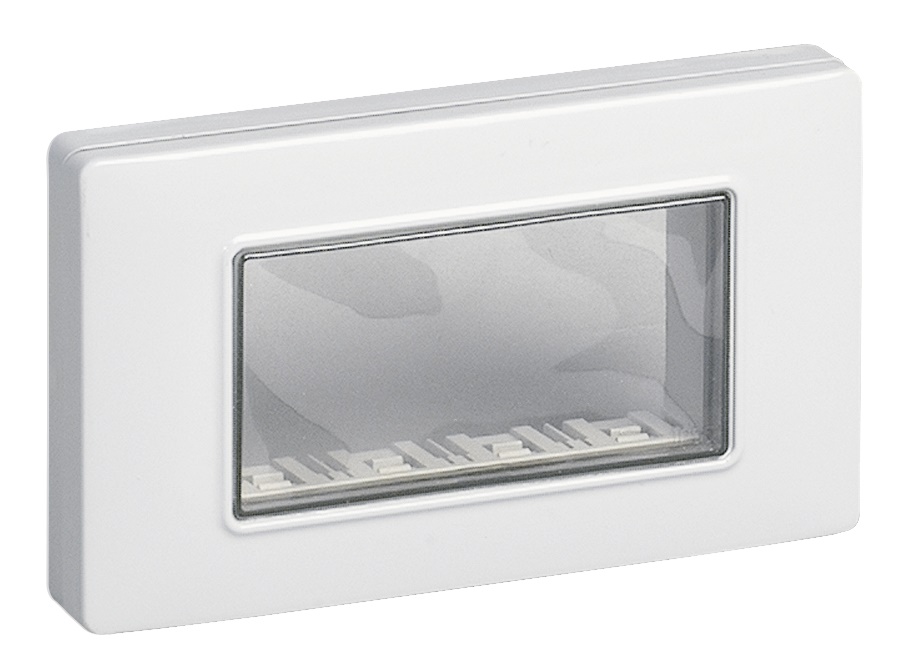 Calotta IP55 4 moduli bianco con viti per scatole da incasso parete