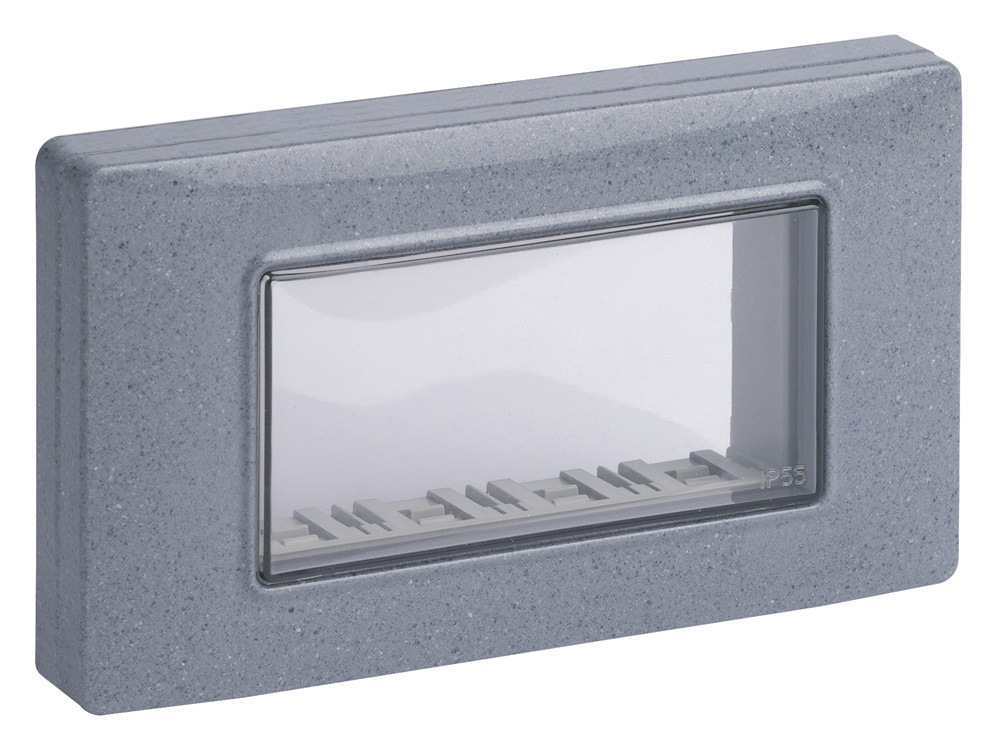 Calotta parete IP55 4 moduli grigio granito con viti per scatole incasso