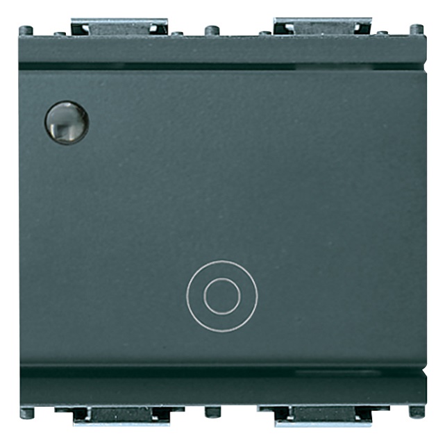 Pulsante 1P NO 10A luminoso grigio 2 moduli segnalazione elettrica
