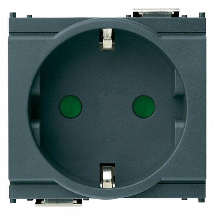 Presa SICURY 2P+T 16A tedesco grigio Idea 