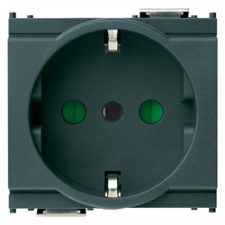 Presa elettrica 2P+T 16A 250V tipo P30 grigio 2 moduli standard italiano