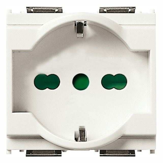 Presa universale 2P+T 16A 250V bianco standard italiano 2 moduli