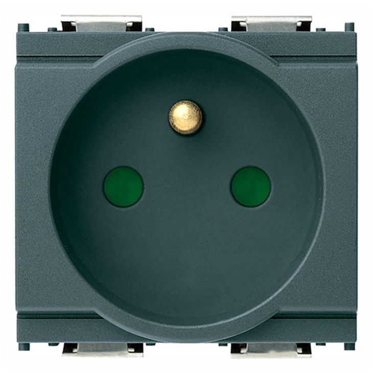 Presa SICURY 2P+T 16A francese grigio Idea 