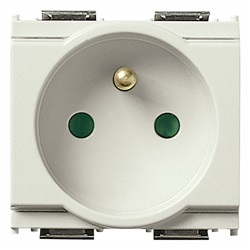 Presa SICURY 2P+T 16A 250V standard francese bianco 2 moduli