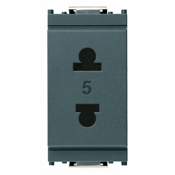 Presa 2P 15A USA+EU Ã¸4,8mm grigio Idea 