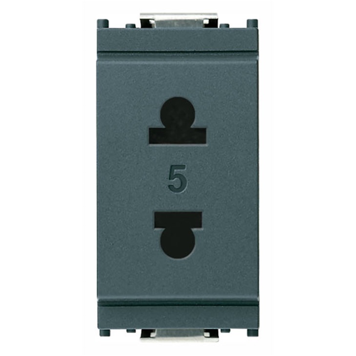 Presa 2P 15A USA+EU Ã¸4,8mm grigio Idea 