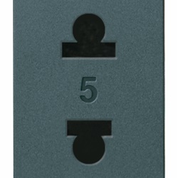 Presa 2P 15A 250V USA+EU spinotti ø4,8mm grigio standard polarizzato