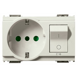 Presa 2P+T 16A P30 interbloccata con magnetotermico C16 bianco per uso domestico e industriale