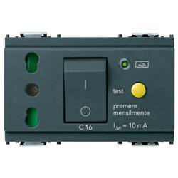 Presa 2P+T 16A P17/11 interbloccata con magnetotermico differenziale 16A 230V grigio
